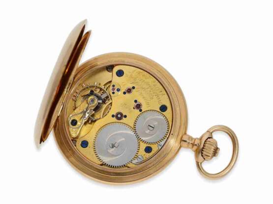 Taschenuhr: sehr schöne Glashütter Goldsavonnette, A. Lange & Söhne Qualität 1A No. 47856, Glashütte 1906 - photo 3