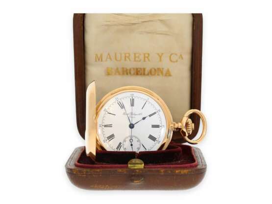 Taschenuhr: frühes Patek Philippe Ankerchronometer mit Chronograph, geliefert an PP Kommissionär Maurer in Barcelona, No.66430, ca.1887, mit Originalbox und Stammbuchauszug - фото 4