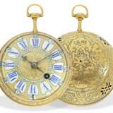 Taschenuhr: museale Rarität, Louis XIV Oignon mit massivem Goldgehäuse, Goldblatt und Repetition, Antoine Frizon Paris, um 1705, lediglich 4 dieser Uhren sind bekannt! - фото 4