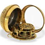 Taschenuhr: museale Rarität, Louis XIV Oignon mit massivem Goldgehäuse, Goldblatt und Repetition, Antoine Frizon Paris, um 1705, lediglich 4 dieser Uhren sind bekannt! - Foto 7