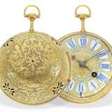 Taschenuhr: museale Rarität, Louis XIV Oignon mit massivem Goldgehäuse, Goldblatt und Repetition, Antoine Frizon Paris, um 1705, lediglich 4 dieser Uhren sind bekannt! - Foto 2