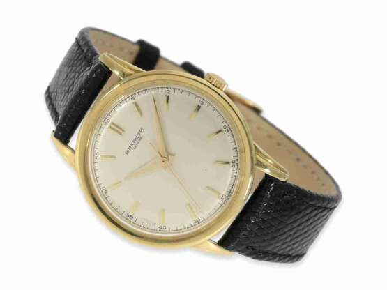 Armbanduhr: rare Patek Philippe "Jumbo" mit Zentralsekunde, Referenz 2481 von 1956, mit Box und Stammbuchauszug - photo 2