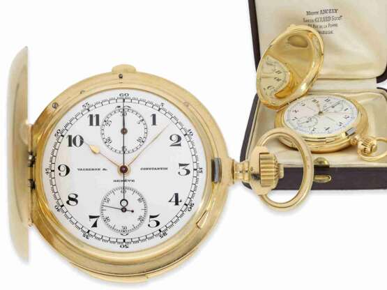 Taschenuhr: absolute Rarität, herausragendes Genfer Observatoriumschronometer mit Minutenrepetition und Chronograph Compteur, Vacheron & Constantin No.368451, ca.1910 - photo 1