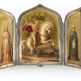 A Presentation Silver Triptych of St Catherine, St George and Sergei of Radonezh - фото 1