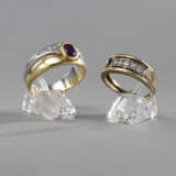 Zwei Ringe mit Diamanten und Rubin - photo 2
