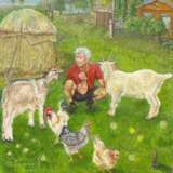 Painting “Bear and his friends”, Canvas, Oil paint, Realist, Rural landscape, Russia, 2021 - photo 1