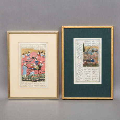 Zwei illustrierte Buchseiten mit feinen Gouache-Malereien - photo 2