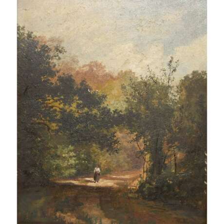 MONOGRAMMIST A. St. (Maler/in 19. Jahrhundert), "Spaziergängerin auf sonnigem Waldweg", - фото 1