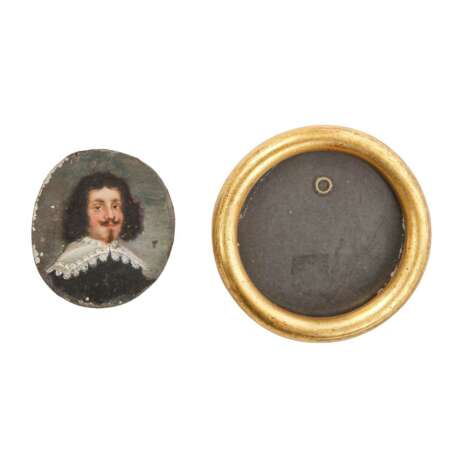 MINIATURMALER des 17. Jahrhundert, Miniatur "Edelmann mit lockigem dunklem Haar und Bart", - photo 1