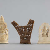 Schnitzerei aus Knochen und zwei Elfenbein-Schnitzereien mit Darstellungen des Ganesha - Foto 2