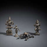 Gruppe von vier Bronzen, u.a. Shiva - Foto 1