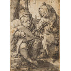 LEYDEN, LUCAS VAN (1494-1533), "Die Musiker", Kupferstich 1524,