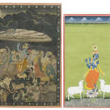 Zwei Miniaturmalereien mit verschiedenen Episoden aus dem Leben Krishnas, u.a. Krishna als Kuhhirte - photo 1