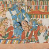 Zwei Gouachenmalereien auf Papier, Blatt doppelseitig bemalt mit figurale Illustrationen aus einer Ramayana Serie. - Foto 3