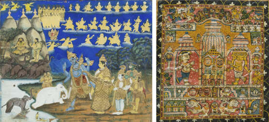 Zwei volkstümliche Malereien mit figurale religiösen Szenen, u.a. in Mischtechnik. - photo 1