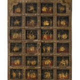 Feine Doppeltür mit polychromer Malerei von erotischen Szenen in viereckigen in Kartuschen mit Ölfarbe auf Holz - фото 1