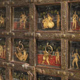 Feine Doppeltür mit polychromer Malerei von erotischen Szenen in viereckigen in Kartuschen mit Ölfarbe auf Holz - Foto 2