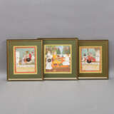 Drei Miniaturmalereien, 2 Gegenstücke mit Hookah rauchenden Prinzen, eine Audienzszene - photo 2
