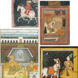 Vier Miniaturmalereien, u.a. Darstellung von Krishna und Radha innerhalb einer Palastarchitektur - фото 1