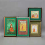 Vier Miniaturmalereien, u.a. aus Yusuf und Zuleika, und drei Darstellung junger Frauen. - Foto 2