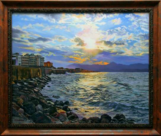 Painting “The Bay in Heraklion”, Canvas, Oil paint, Realist, Cityscape, Russia, 2017 - photo 2