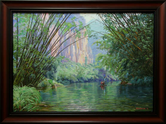 Gemälde „Auf dem li-Fluss“, Leinwand, Ölfarbe, Realismus, Landschaftsmalerei, Russland, 2015 - Foto 2