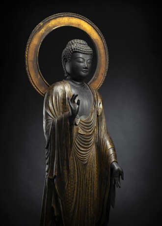 Skulptur des Buddha Amida Nyorai aus Holz - Foto 3