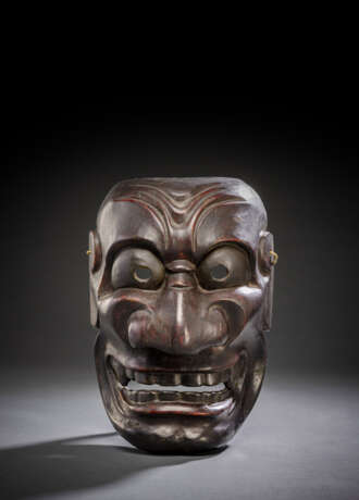 Gigaku Maske aus Holz mit rötlichbrauner Lackfassung - Foto 2