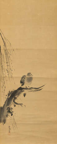Vogel auf Baumzweig im Stil von Kano Tsunenobu - Foto 1