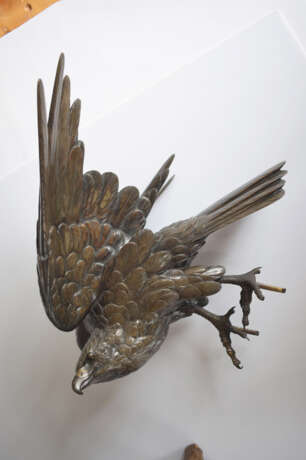 Bronze eines Adlers auf einem Stand aus Wurzelholz - фото 11
