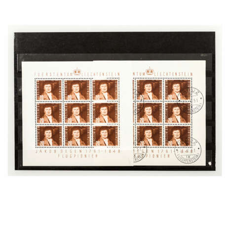 Liechtenstein - 1948, Michel Nummer 259 b im postfrischen und gestempelten Kleinbogen, - фото 1