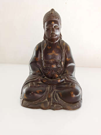 Bronze des Buddha Amida im Meditationssitz - Foto 3
