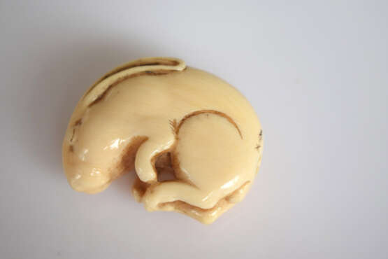 Netsuke eines schlafenden Hasen aus Elfenbein - photo 3