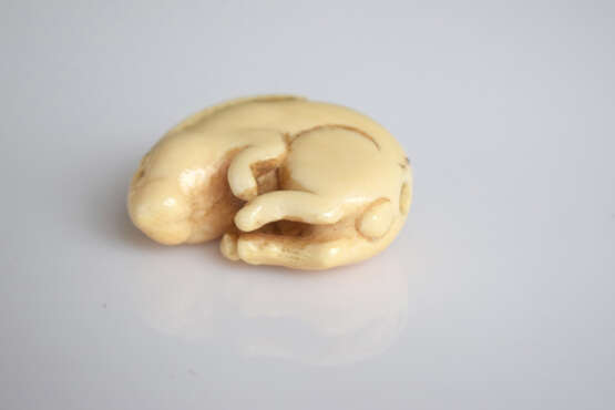 Netsuke eines schlafenden Hasen aus Elfenbein - photo 4