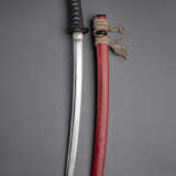 Wakizashi in Saya mit roter Lackfassung - Foto 1