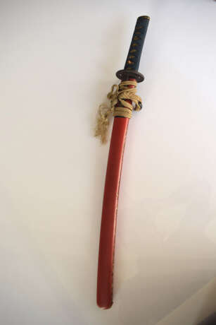 Wakizashi in Saya mit roter Lackfassung - Foto 3