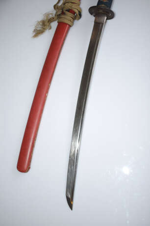 Wakizashi in Saya mit roter Lackfassung - Foto 9