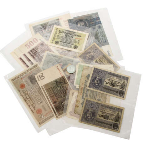 Münzen und Banknoten - Konvolut aus 5 DM 1955 F Schiller und - Foto 1