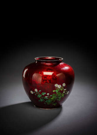 Ginbari Cloisonné-Vase mit Dekor von blühenden Chrysanthemen - photo 2