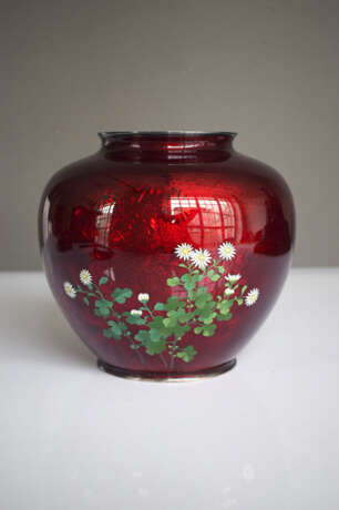 Ginbari Cloisonné-Vase mit Dekor von blühenden Chrysanthemen - photo 4