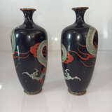 Paar Cloisonné-Vasen mit Drachen - photo 3