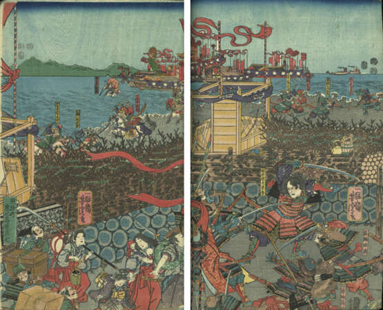 Seltenes Ukiyo-e Album mit 132 Blättern zu den Helden des Taiheiki und Kriegern (musha e) - фото 7