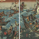 Seltenes Ukiyo-e Album mit 132 Blättern zu den Helden des Taiheiki und Kriegern (musha e) - фото 16