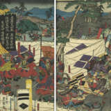 Seltenes Ukiyo-e Album mit 132 Blättern zu den Helden des Taiheiki und Kriegern (musha e) - фото 17