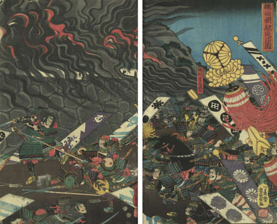 Seltenes Ukiyo-e Album mit 132 Blättern zu den Helden des Taiheiki und Kriegern (musha e) - photo 19