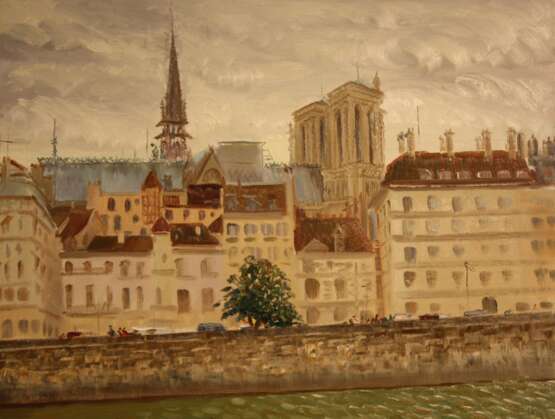 “Banks Of The Seine. grey Paris.” Classicism Landscape painting 2009 - photo 1