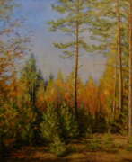Viktor Zhukov (b. 1965). Золотая осень в лесу.