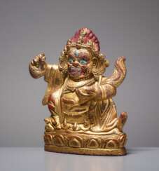 SMALL GILDED BRONZE WITH COLD PAINT OF THE PROTECTION OF GOD MAHAKALA