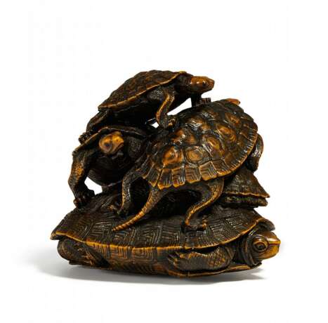 Okimono: Übereinander kletternde Schildkröten - photo 1