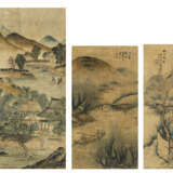 Drei Malereien von Gelehrten-Landschaften - photo 1